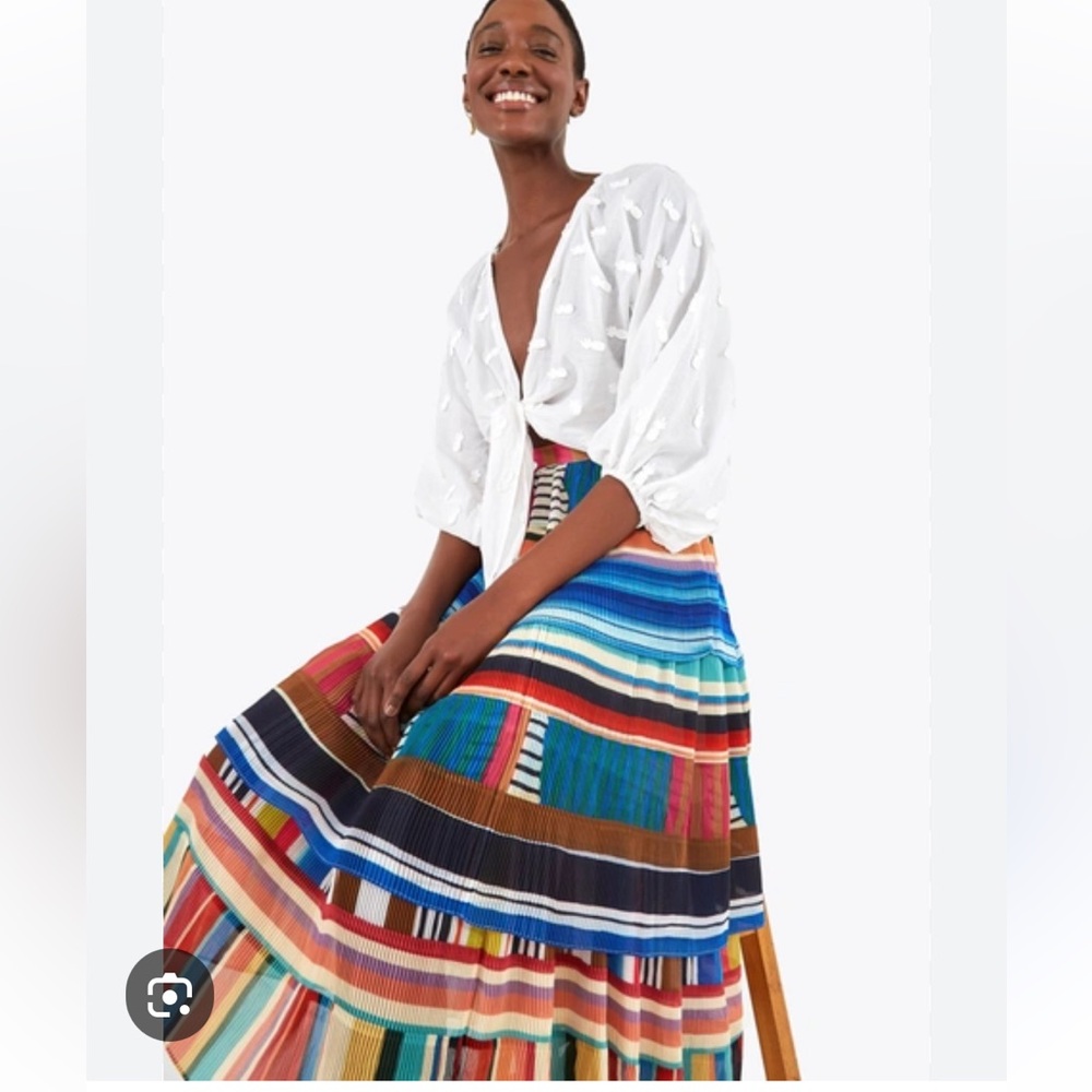 FARM Rio Colorful Striped Midi Skirt - Picture 1 of 4